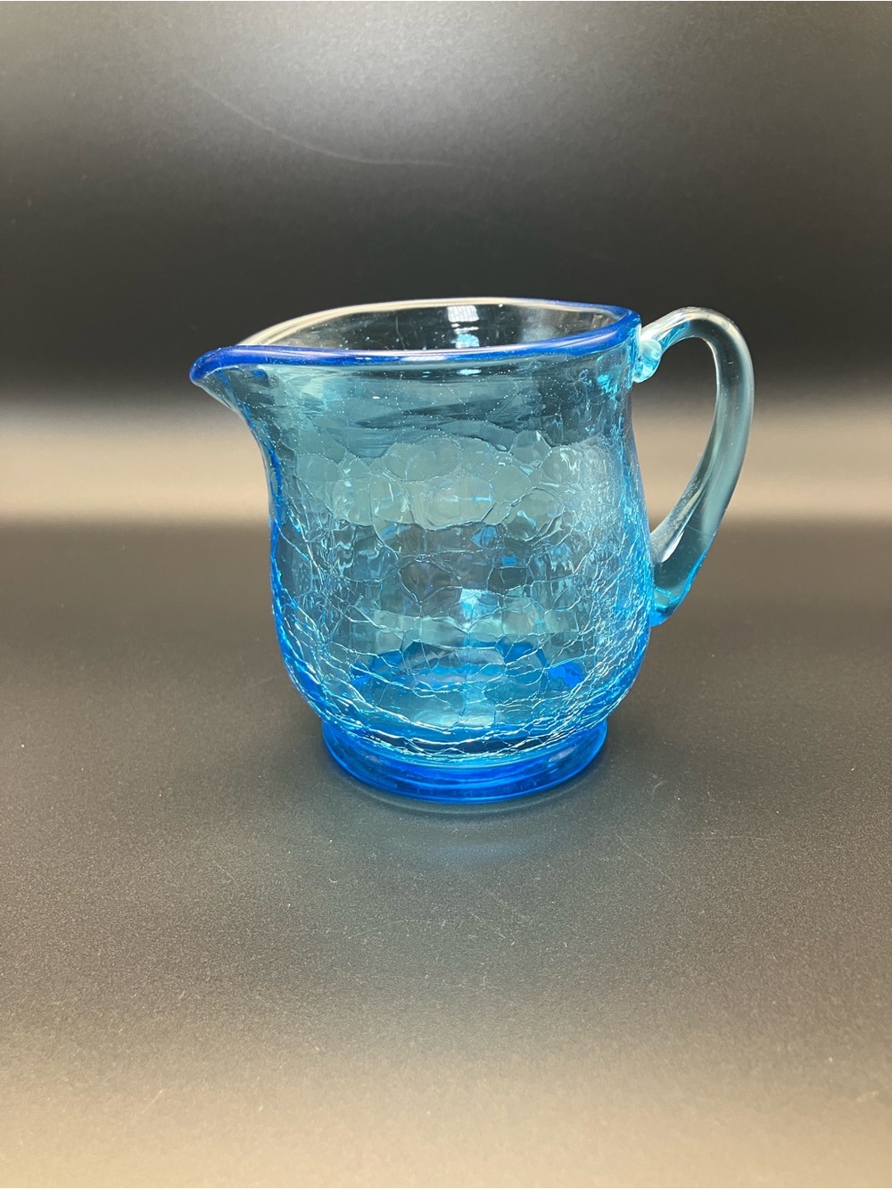Vintage Blue Crackle Glass Creamer